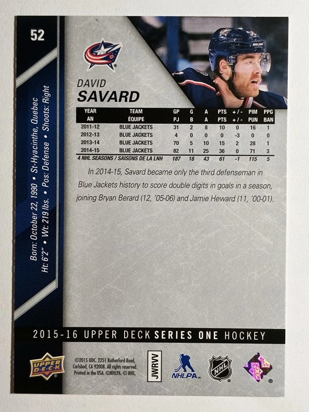 2015-16 Upper Deck #52 David Savard