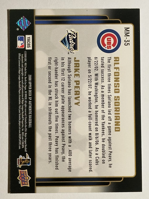 2008 SP Authentic Marquee Matchups #MM35 Alfonso Soriano/Jake Peavy