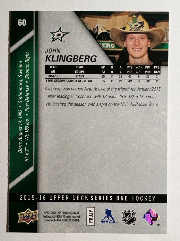 2015-16 Upper Deck #60 John Klingberg