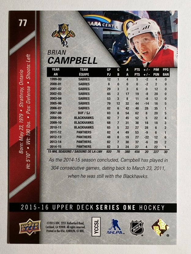 2015-16 Upper Deck #77 Brian Campbell