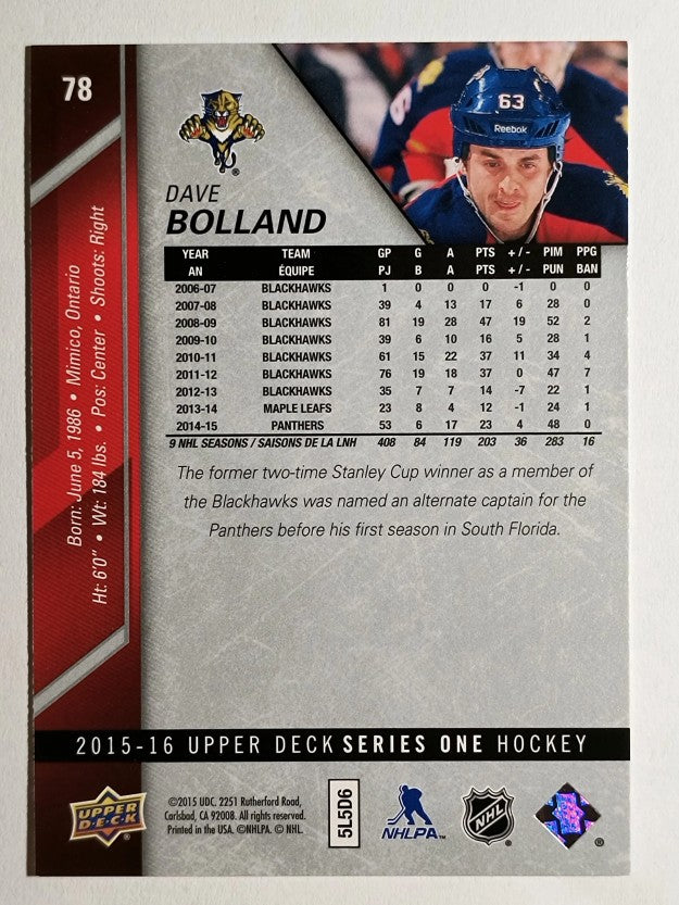 2015-16 Upper Deck #78 Dave Bolland