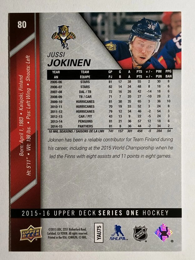 2015-16 Upper Deck #80 Jussi Jokinen