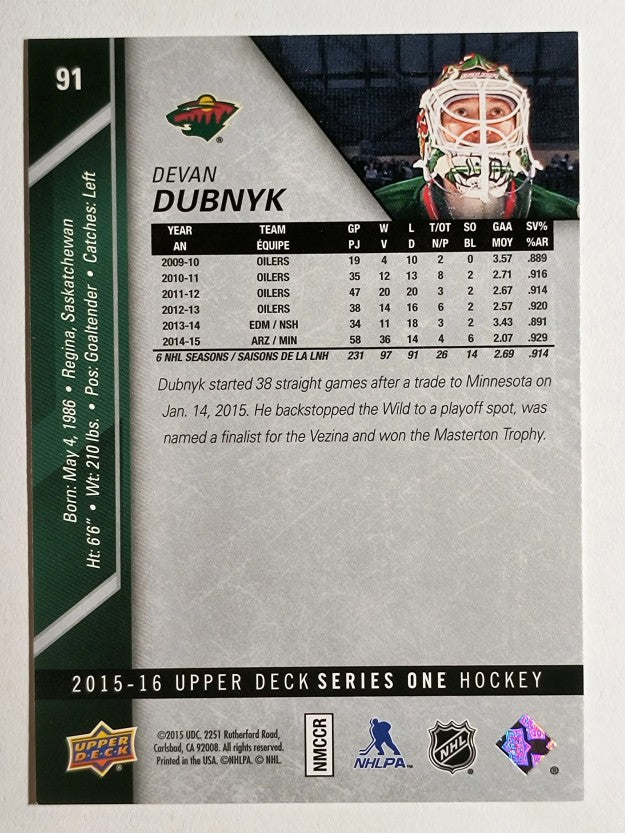 2015-16 Upper Deck #91 Devan Dubnyk