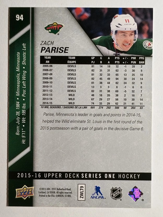 2015-16 Upper Deck #94 Zach Parise