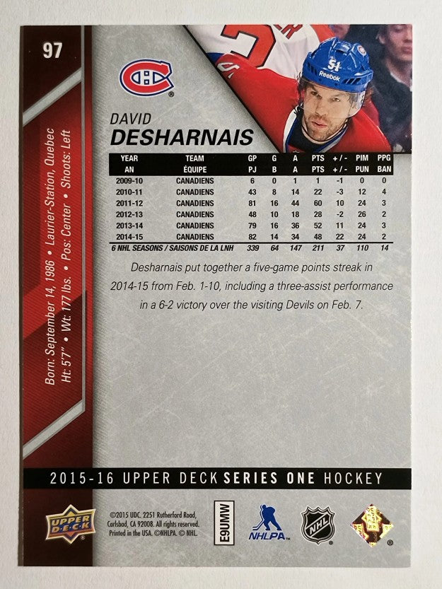 2015-16 Upper Deck #97 David Desharnais