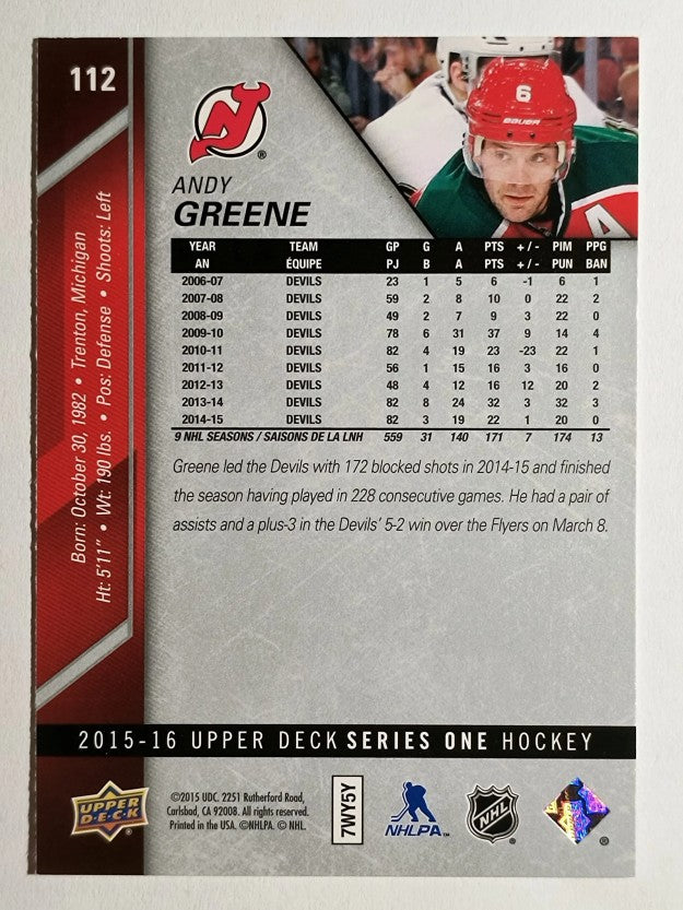 2015-16 Upper Deck #112 Andy Greene