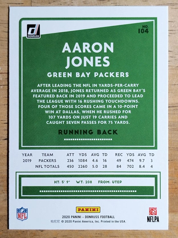 2020 Donruss #104A Aaron Jones