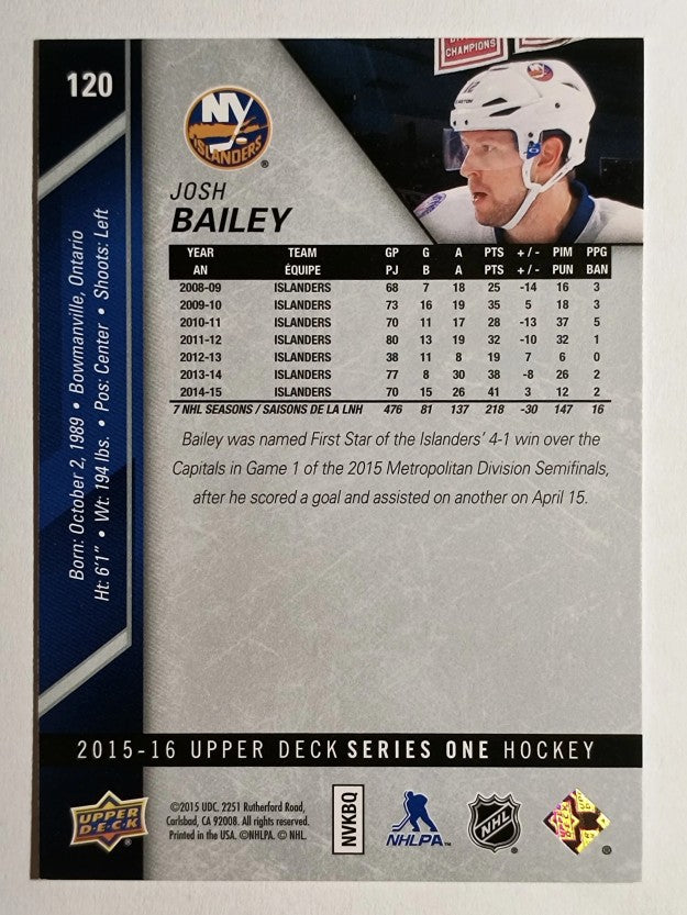 2015-16 Upper Deck #120 Josh Bailey