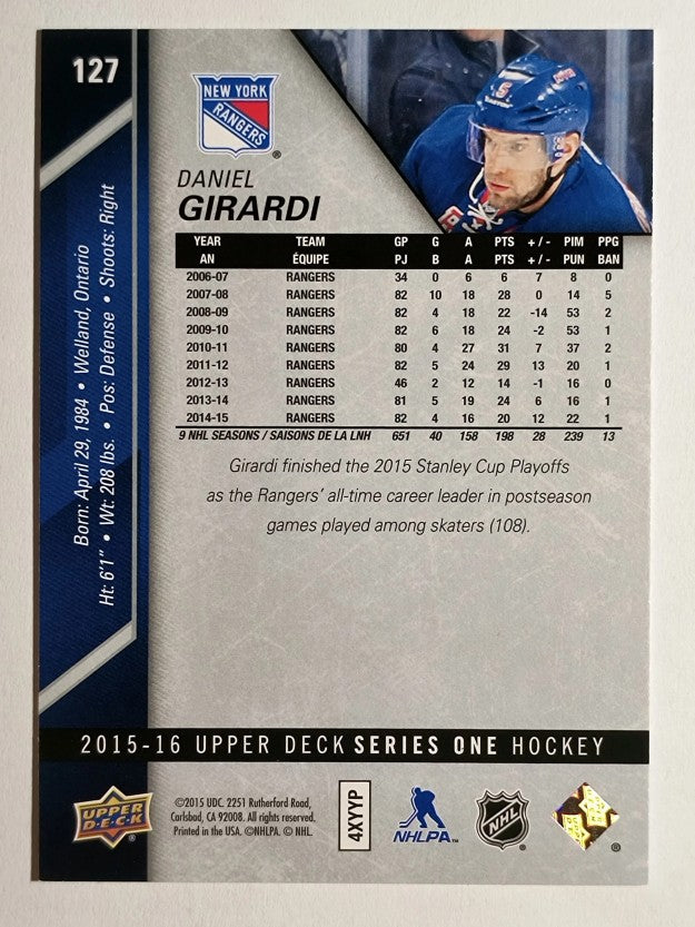 2015-16 Upper Deck #127 Daniel Girardi