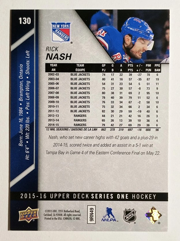 2015-16 Upper Deck #130 Rick Nash