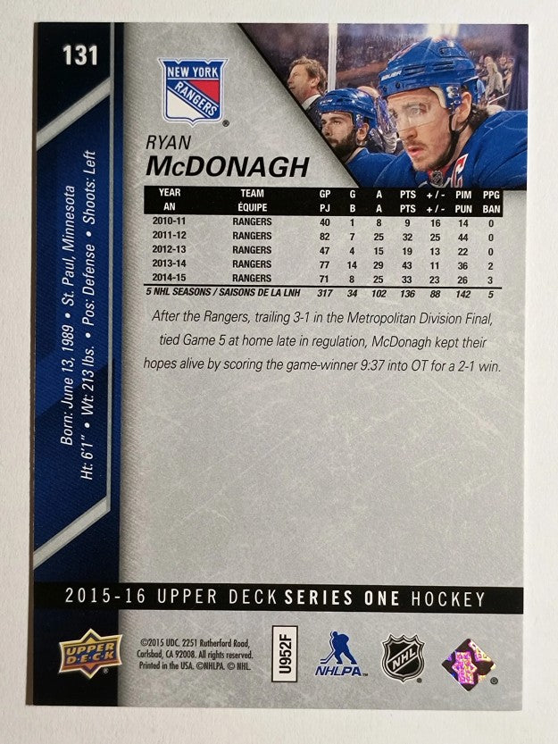 2015-16 Upper Deck #131 Ryan McDonagh