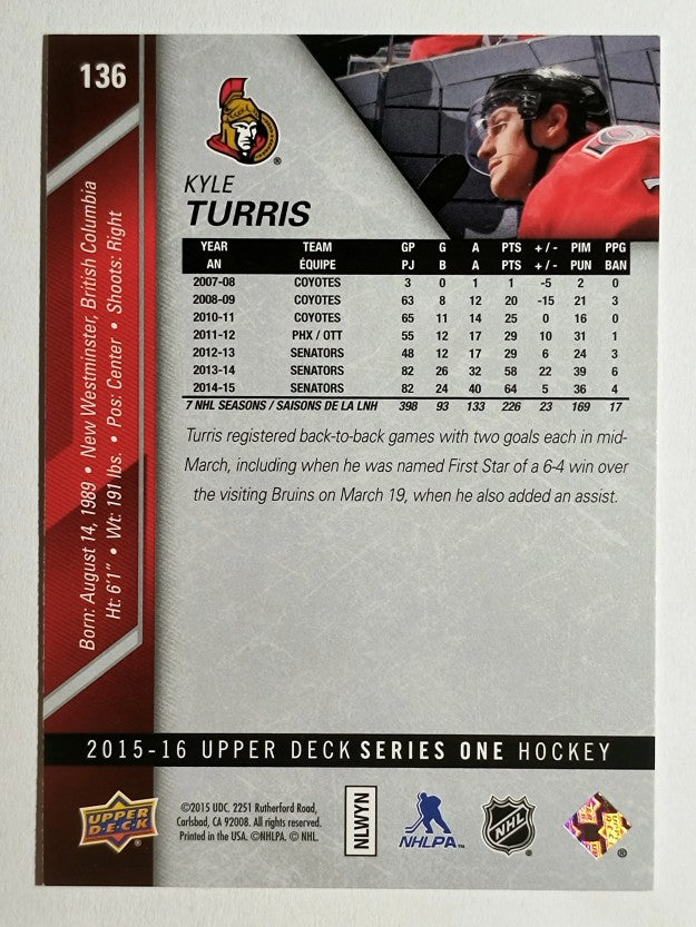 2015-16 Upper Deck #136 Kyle Turris