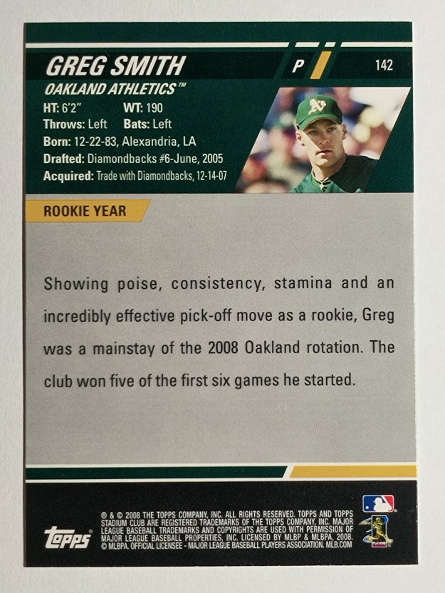 2008 Stadium Club #142a Greg Smith RC