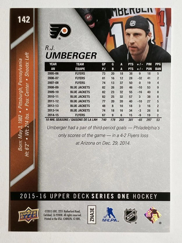 2015-16 Upper Deck #142 R.J. Umberger