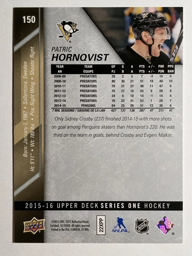 2015-16 Upper Deck #150 Patric Hornqvist