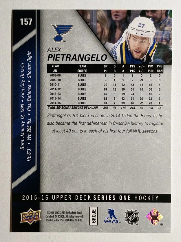 2015-16 Upper Deck #157 Alex Pietrangelo
