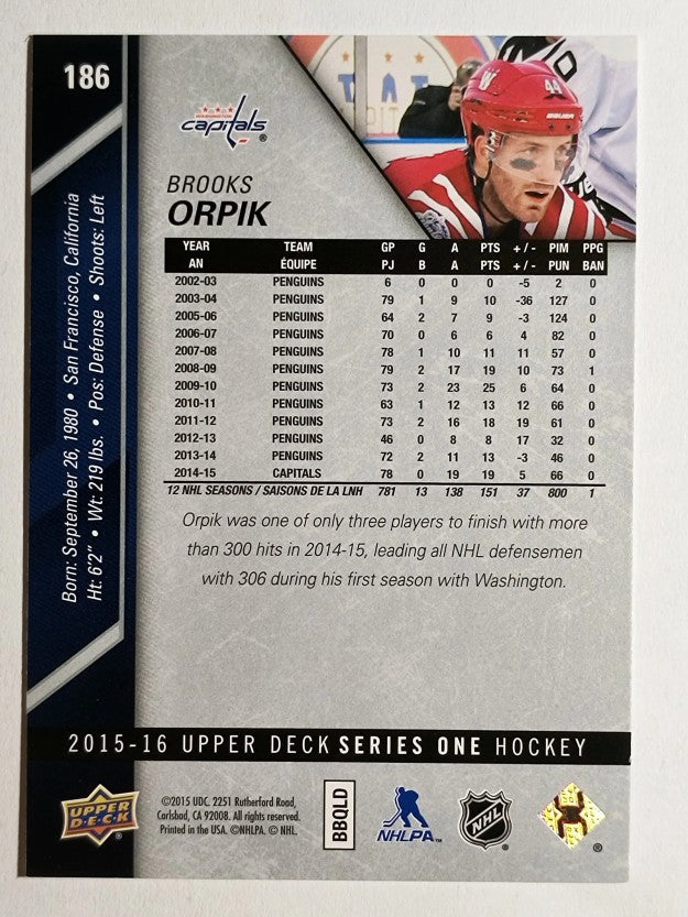 2015-16 Upper Deck #186 Brooks Orpik
