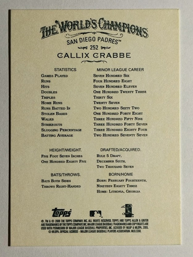 2008 Topps Allen and Ginter #252 Callix Crabbe