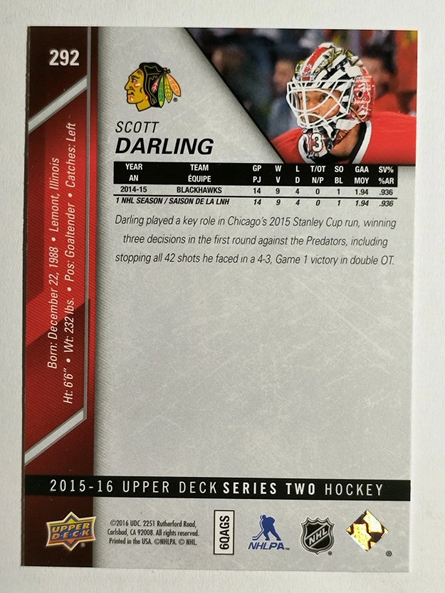 2015-16 Upper Deck #292 Scott Darling