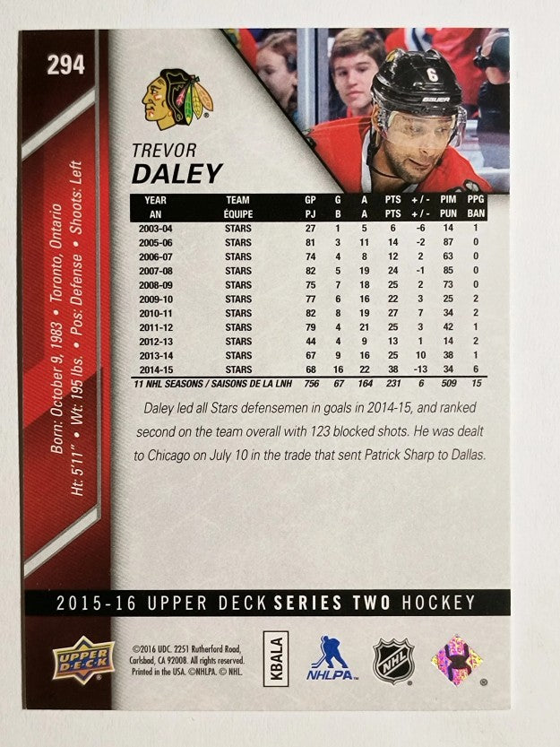 2015-16 Upper Deck #294 Trevor Daley