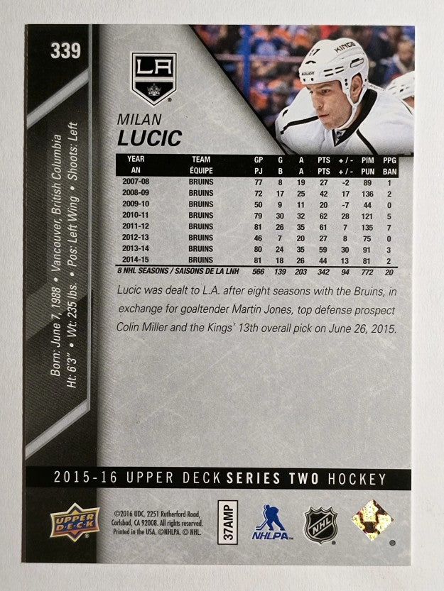 2015-16 Upper Deck #339 Milan Lucic