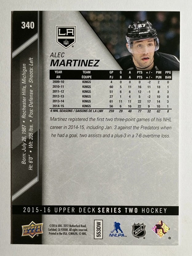 2015-16 Upper Deck #340 Alec Martinez