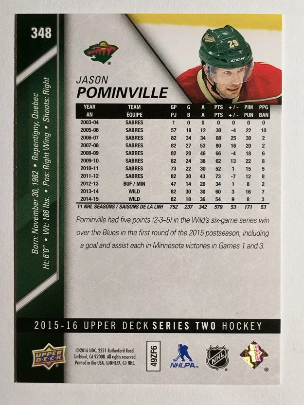 2015-16 Upper Deck #348 Jason Pominville