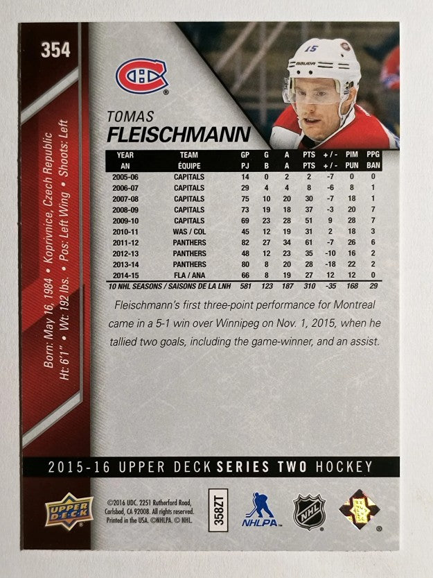 2015-16 Upper Deck #354 Tomas Fleischmann