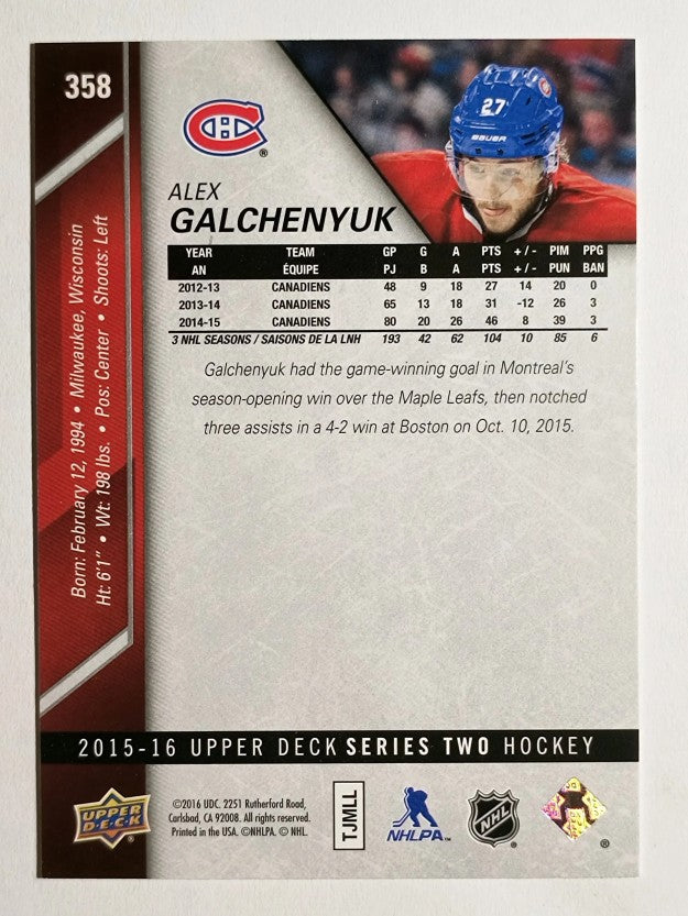 2015-16 Upper Deck #358 Alex Galchenyuk