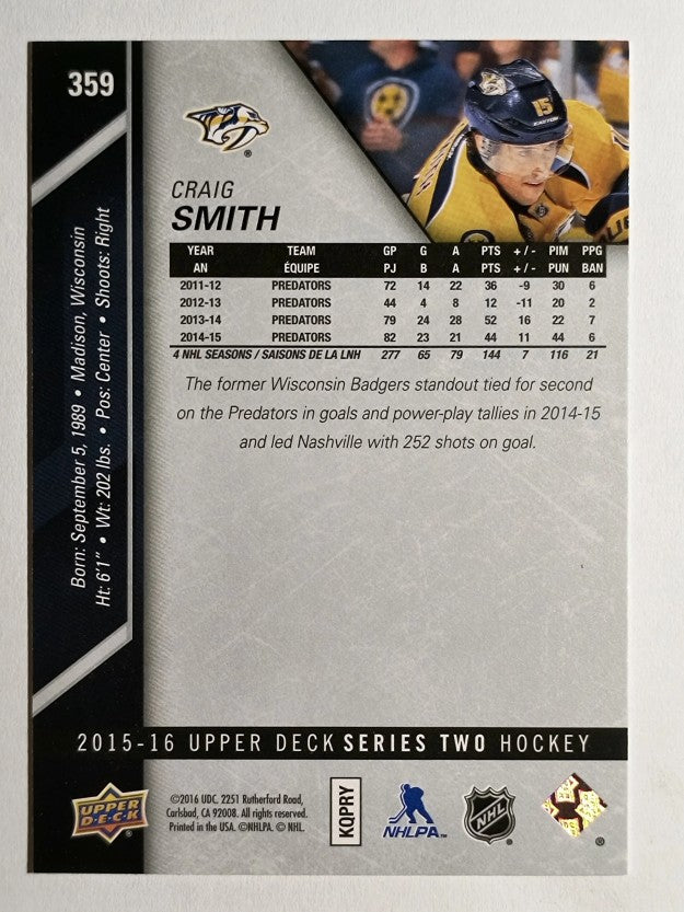 2015-16 Upper Deck #359 Craig Smith