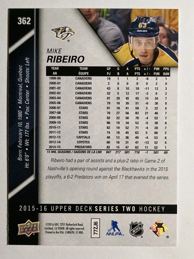 2015-16 Upper Deck #362 Mike Ribeiro