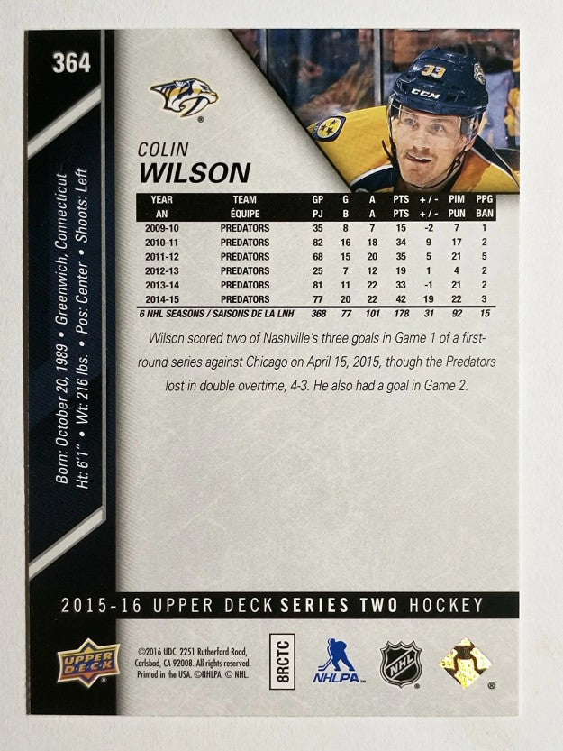 2015-16 Upper Deck #364 Colin Wilson