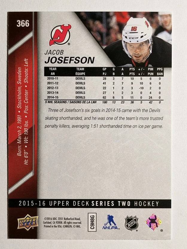 2015-16 Upper Deck #366 Jacob Josefson