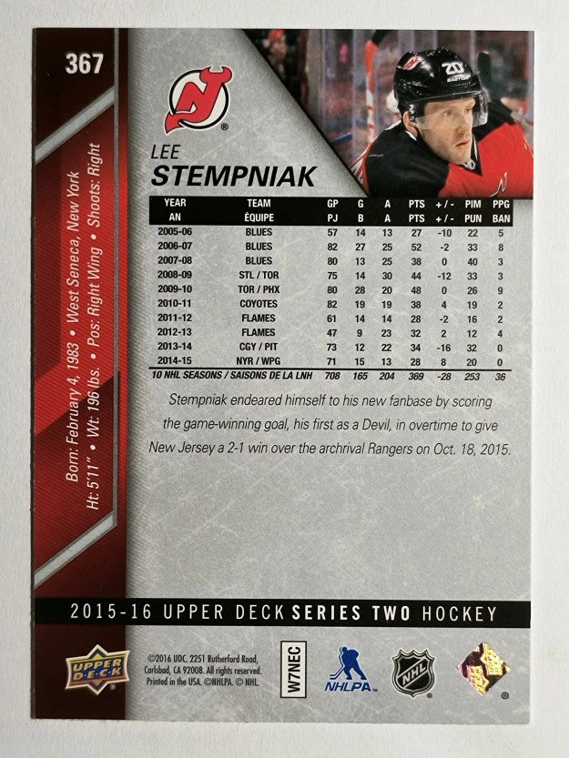 2015-16 Upper Deck #367 Lee Stempniak