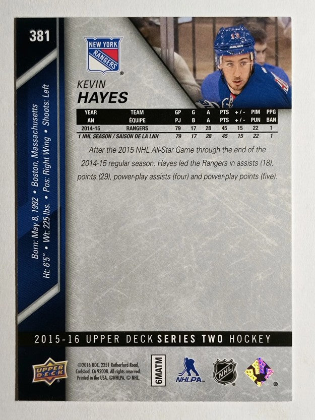 2015-16 Upper Deck #381 Kevin Hayes