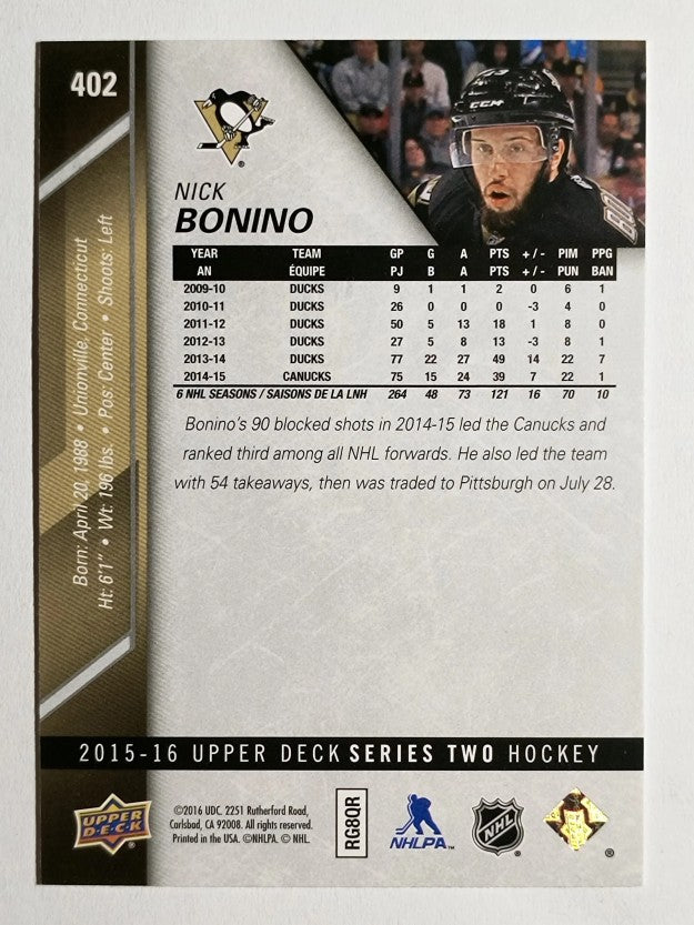 2015-16 Upper Deck #402 Nick Bonino