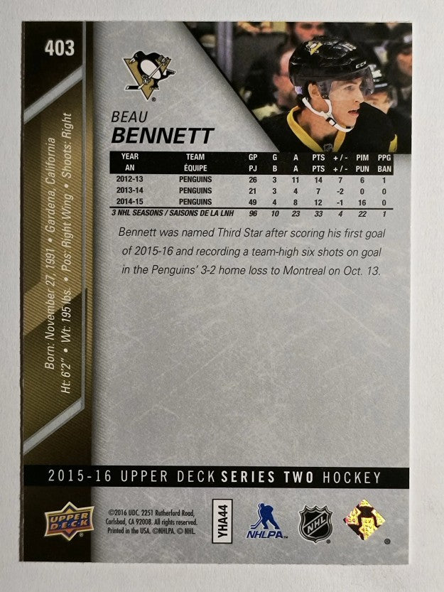 2015-16 Upper Deck #403 Beau Bennett