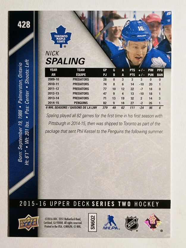 2015-16 Upper Deck #428 Nick Spaling