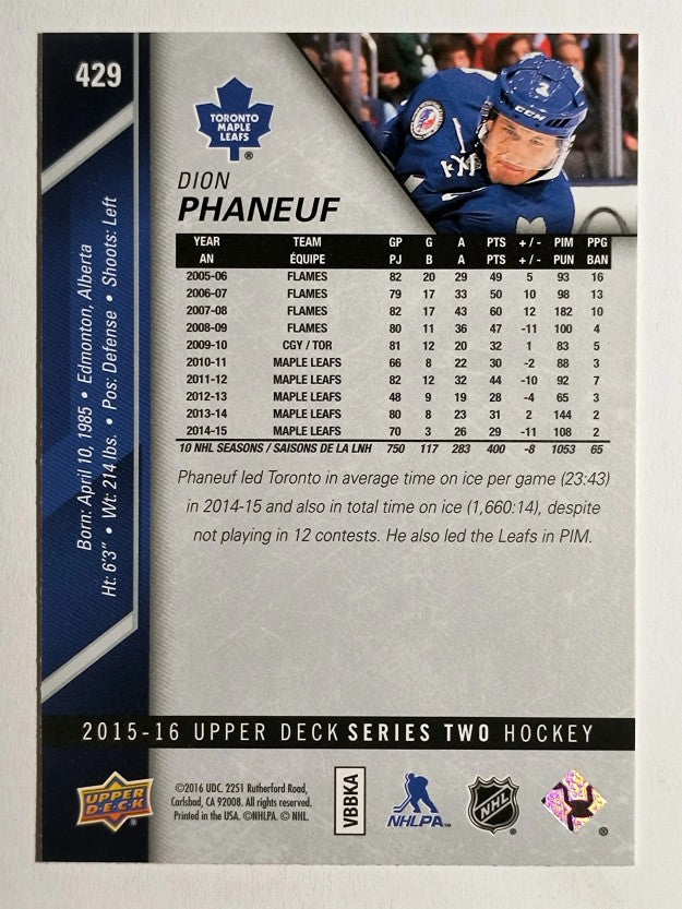 2015-16 Upper Deck #429 Dion Phaneuf