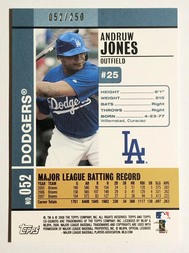 2008 Topps Co-Signers Silver Blue #52a Andruw Jones