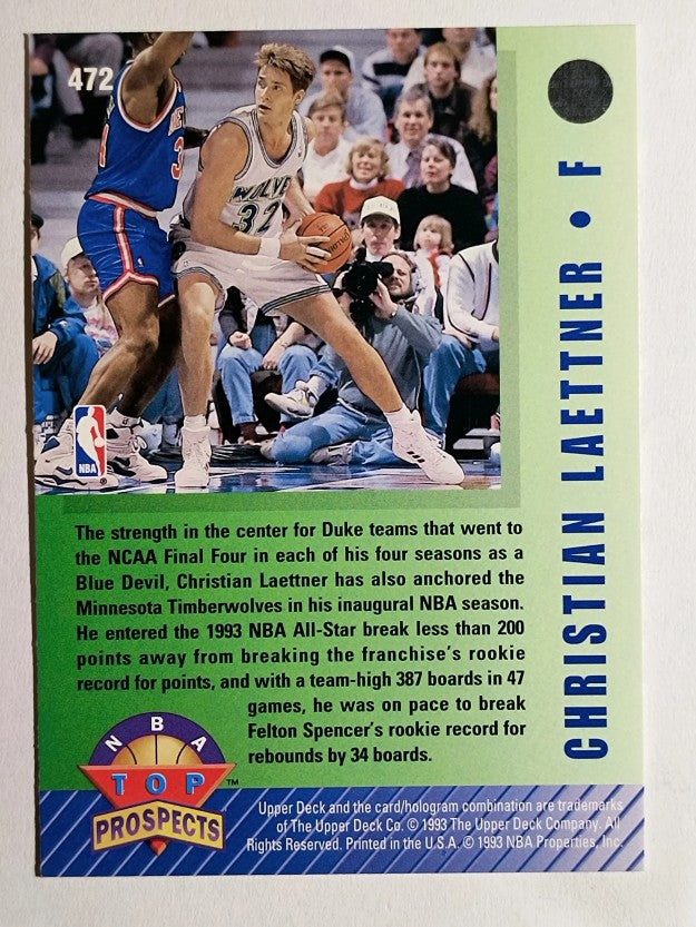 1992-93 Upper Deck #472 Christian Laettner TP