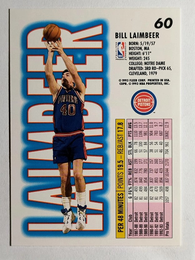 1993-94 Fleer #60 Bill Laimbeer