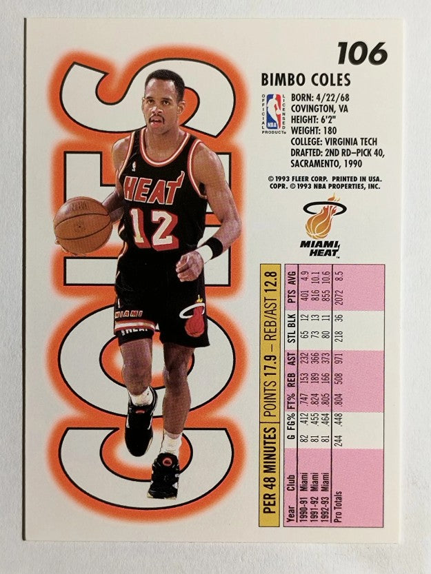 1993-94 Fleer #106 Bimbo Coles
