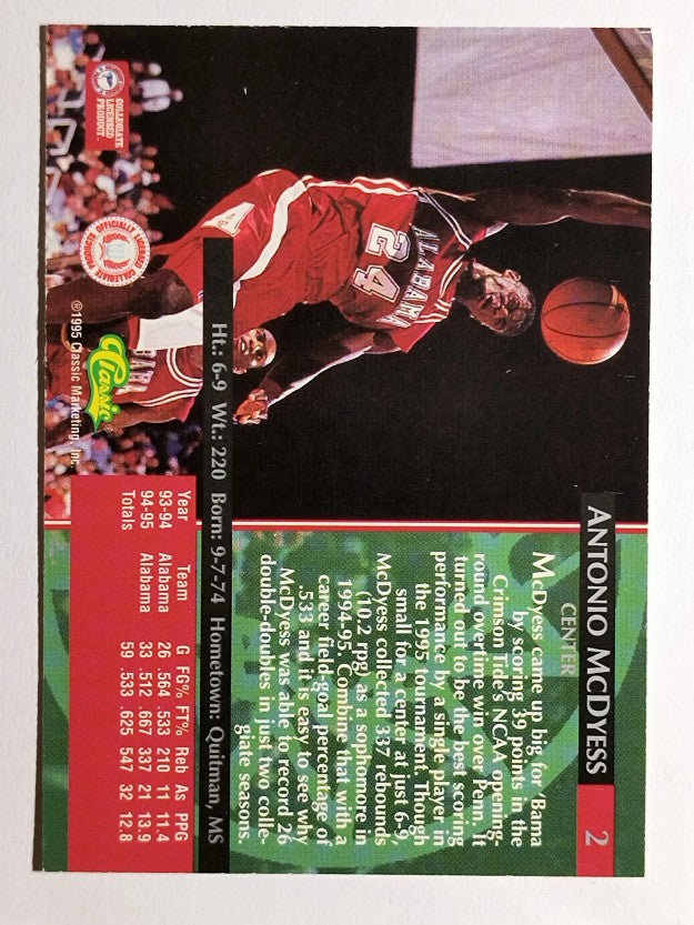 1995 Classic #2 Antonio McDyess