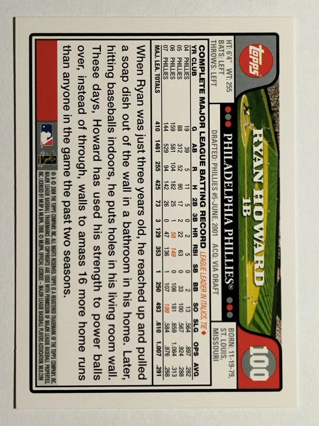 2008 Topps Gold Foil #100 Ryan Howard