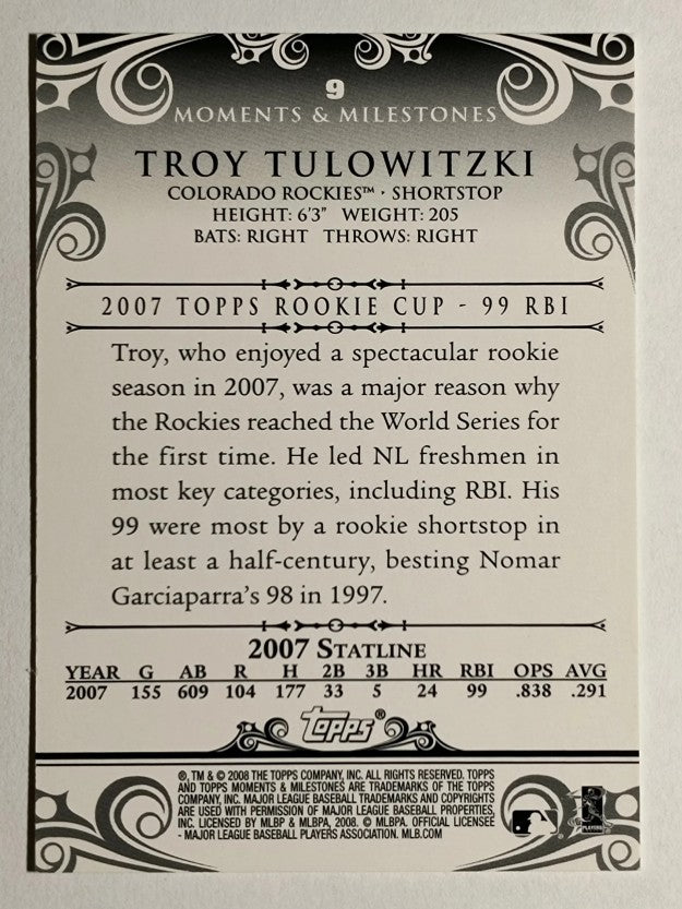 2008 Topps Moments and Milestones #9-76 Troy Tulowitzki
