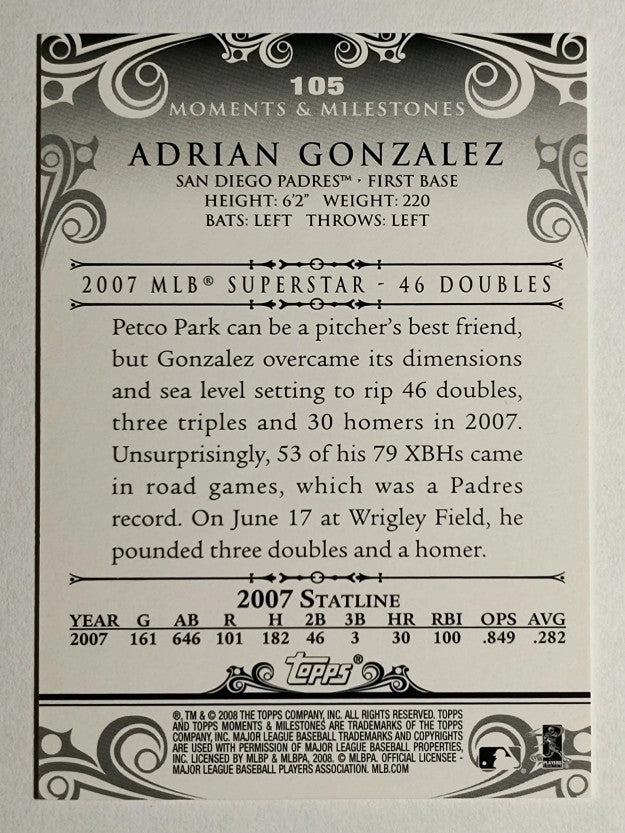 2008 Topps Moments and Milestones #105-13 Adrian Gonzalez