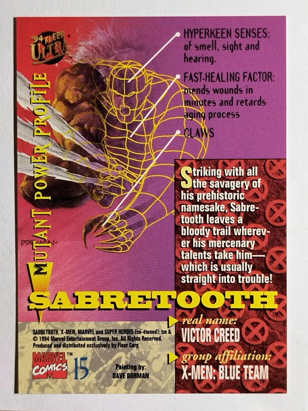 1994 Fleer Ultra X-Men #15 Sabretooth