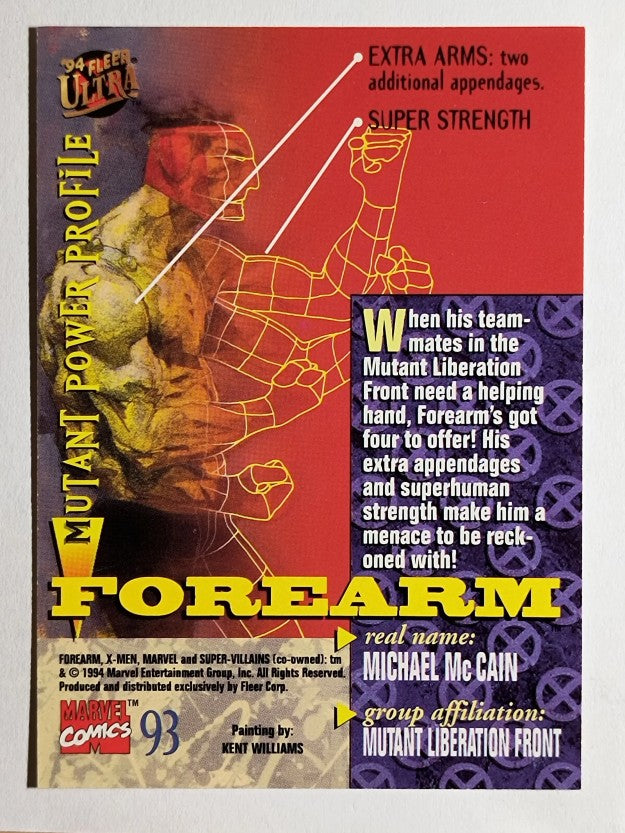 1994 Fleer Ultra X-Men #93 Forearm