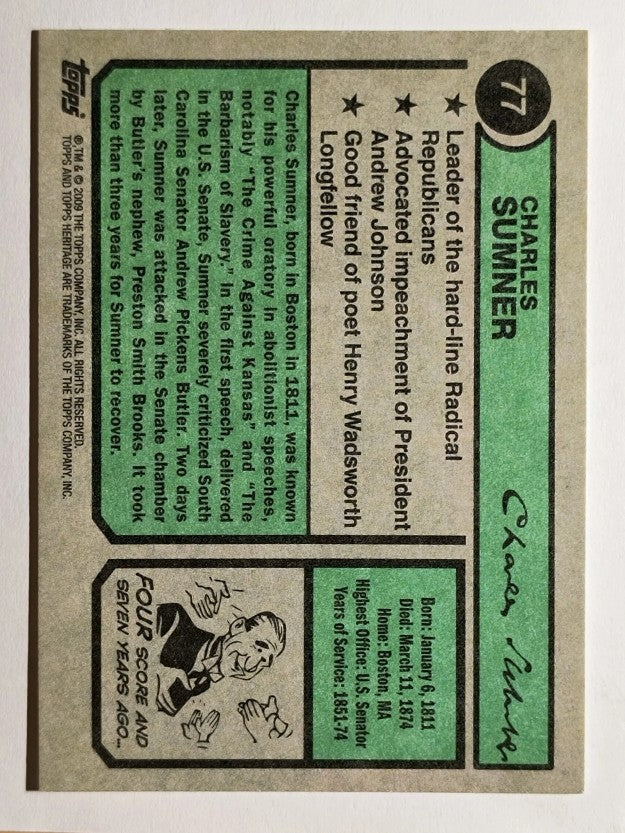 2009 Topps American Heritage #77 Charles Sumner